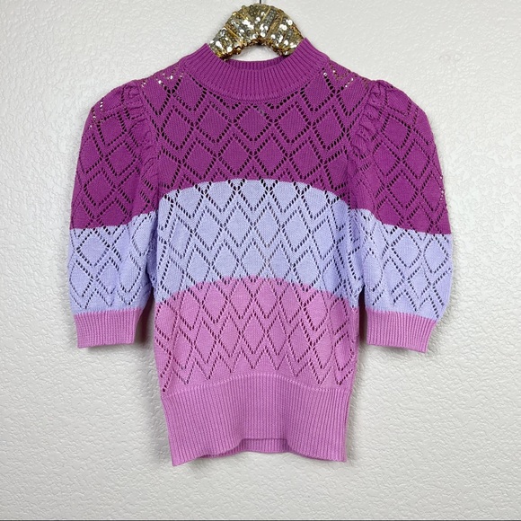 BCBGeneration • Bonnie Striped Short Sleeve Sweater - Picture 4 of 16